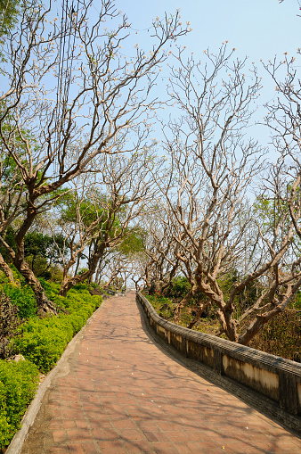 A Tiled Pathway at Phra Nakhon Khiri Historical Park in Petchaburi, Thailand