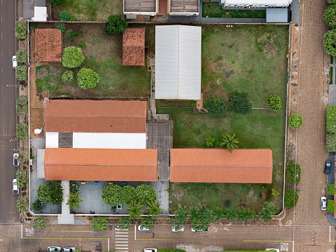 Itaja, Goias, Brazil 04 11 2024: aerial image of the Presidente Castelo Branco state school in Itaja Goias
