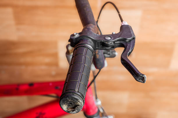 Close up of a handlebar on a bicycle