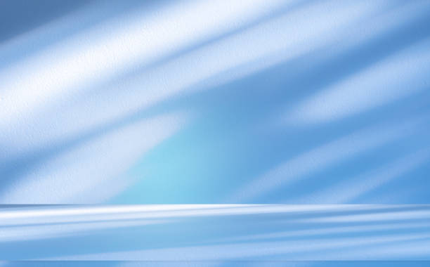 istock Wall interior background, studio, and backdrops show products. with shadow from window color white and blue light. background for text insertion and presentation of product 2150075819