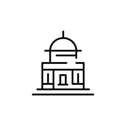 Observatory icon. Simple illustration of an observatory, symbolizing space research and celestial observation. Vector illustration