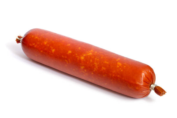 Different sausages isolated on white background