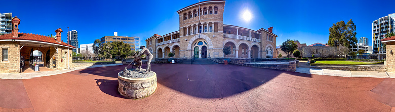 Panoramic view of Perth Mint Building under a beautiful sun, Western Australia.