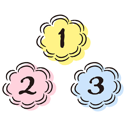 A set of hand-drawn loose and cute ranking parts. Ideal for finishing with a rough and stylish impression. Vector illustration.