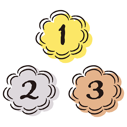 A set of hand-drawn loose and cute ranking parts. Ideal for finishing with a rough and stylish impression. Vector illustration.