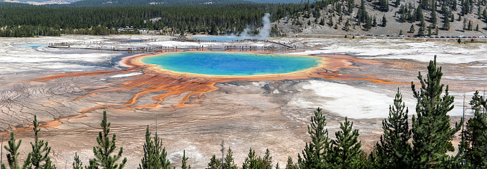 Grand Prismatic Spring, Yellowstone's largest hot spring, is the largest in the United States and the third largest in the world.