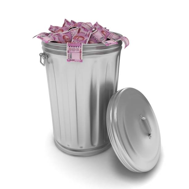 istock Indian rupee crisis falling money garbage 2150085723