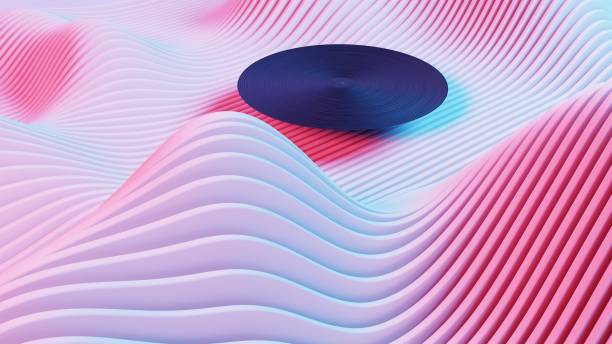 istock This artwork depicts a vinyl record set against a retro wave landscape, combining the nostalgia of analog music with the futuristic aesthetics of neon waves. 2150091114
