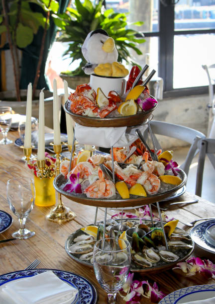istock Seafood tower fresh combination of seafood 2150092837