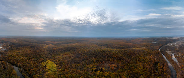 istock Autumn aerial forest landscape panorama 2150095101