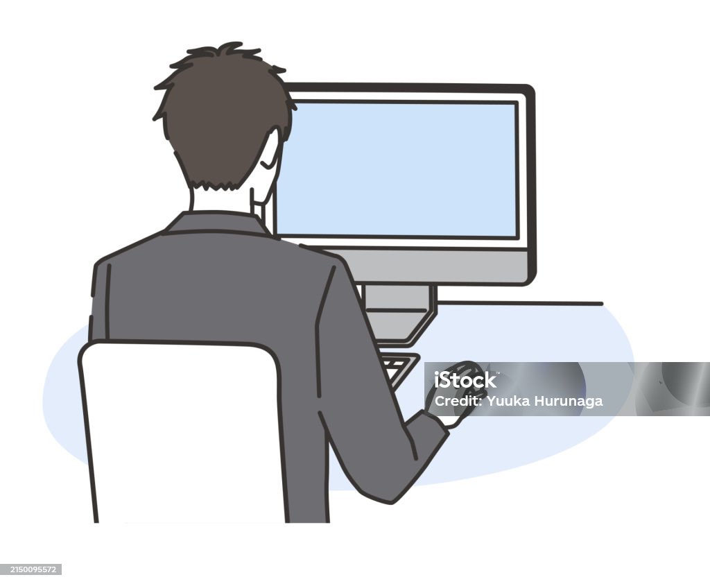 Man Computer Clips A Man In A Suit Using A Computer Stock Illustration - Download Image ...
