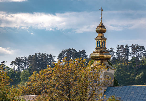 Landscape with a rural church on a spring day