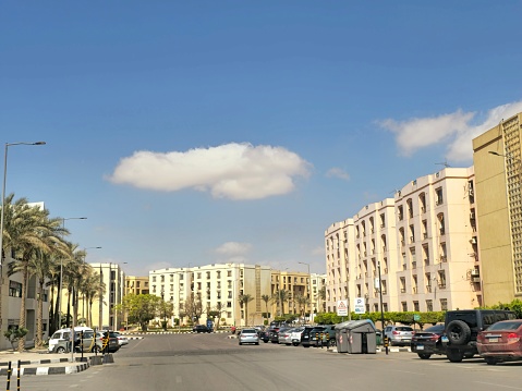 Cairo, Egypt, March 22 2024: El Rehab city (City of Spaciousness), a district of New Cairo and a part of Greater Cairo, a private city built by the Talaat Moustafa Group TMG, fully-fledged community, selective focus