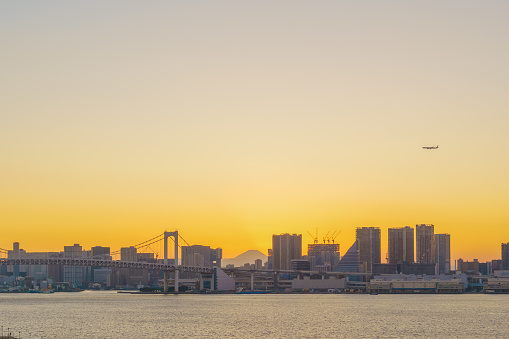 Sunset view of Tokyo bayside from Toyosu, Koto-ward, Tokyo.