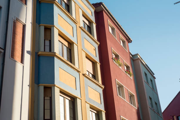 istock Multicolor building facades in Gijon street 2150102010