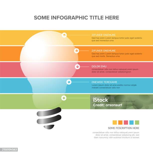 Simple Color Infographic Light Bulb Multipurpose Infographic Template Made From Color Stripes ...