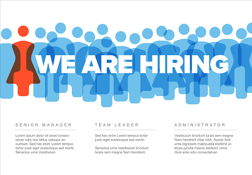 We are hiring minimalistic blue and red light flyer template - looking for new members of our team hiring a new member colleages to our company organization team from a crowd