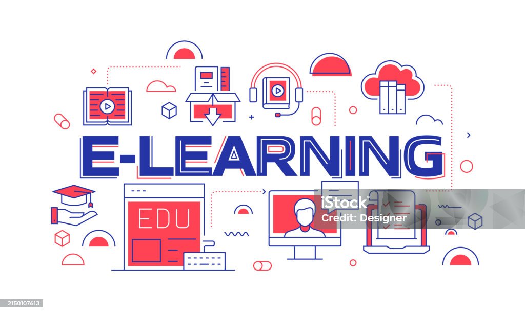 Elearning Related Line Style Banner Design For Web Page Headline ...