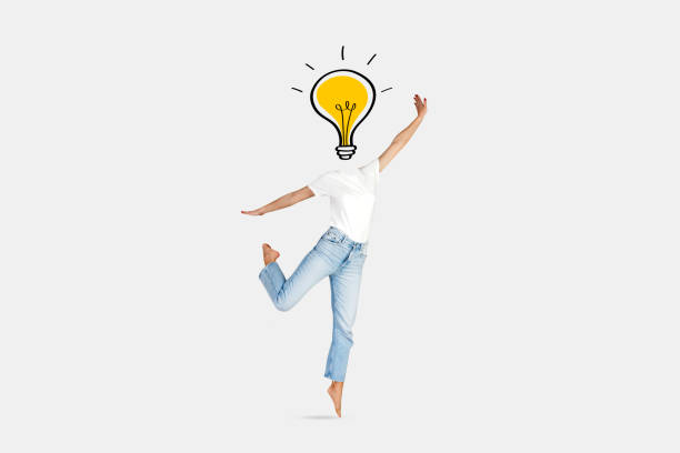istock jumping girl with a light bulb instead of a head isolated on white background creative collage concept 2150113733