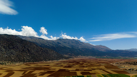 Image of rural scene of wheat crop in Peruvian Andes. Organic production.
