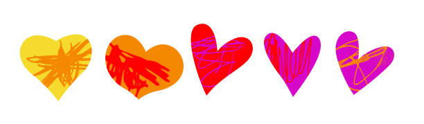 istock Set of vector hand-drawn textured hearts. Valentine's day trendy elements collection. Bright vivid colorful heart shapes. Creative elements for collage art, banner illustration, love-themed pattern 2150114231