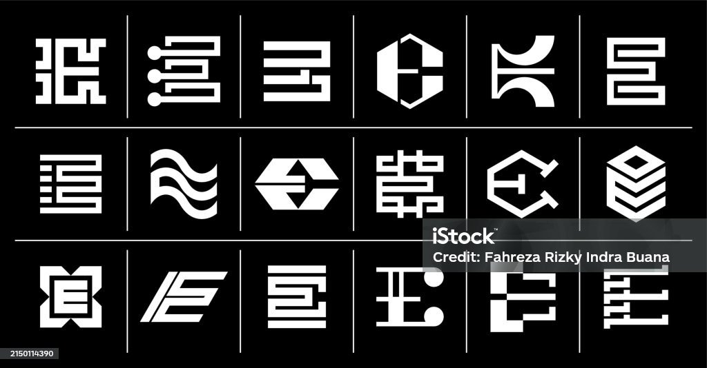 Simple Geometric Line Letter E Template Set Stock Illustration ...