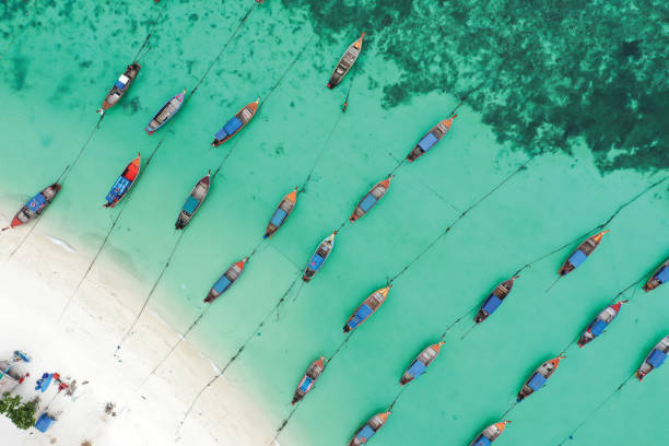 istock Longtail boats from the air 2150114743