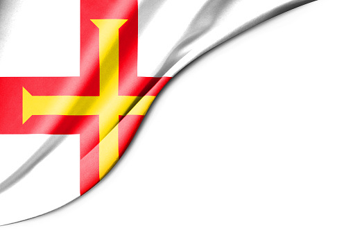 Guernsey flag. 3d illustration. with white background space for text. Close-up view.