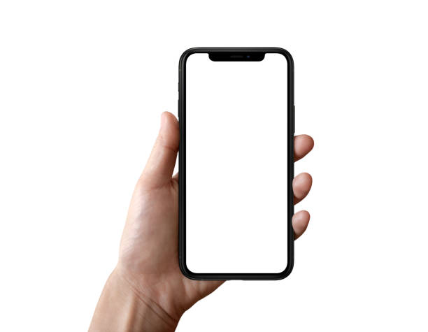 istock iPhone cellphone Mobile phone Held in Hand Mockup on white background 2150116492