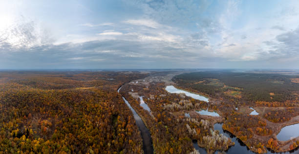 istock Autumn aerial river landscape panorama 2150117606