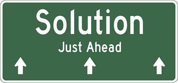 Solution ahead highway sign
