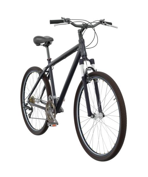 istock Black bicycle, front side view isolated on white background, 3D illustration 2150119907