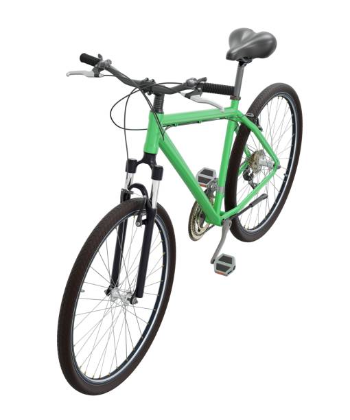 istock Green bicycle, side top view isolated on white background, 3D illustration 2150119932