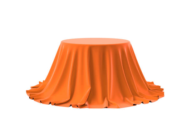 istock Round box covered with satin fabric. 3D illustration 2150120178
