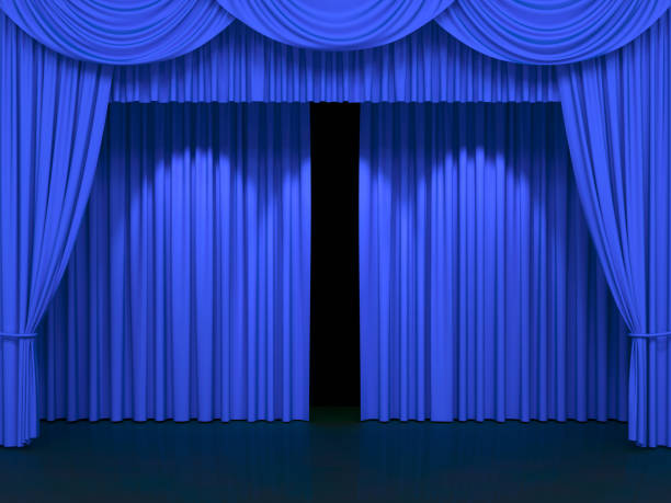 istock Luxury stage or windows curtains, realistic 3D illustration 2150120224