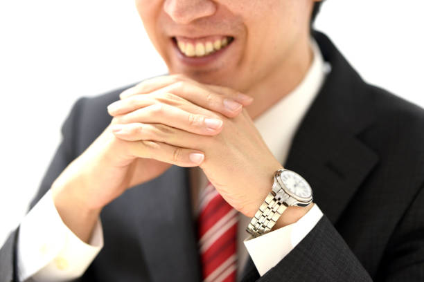 One man, fashionable handsome man wearing wristwatch.