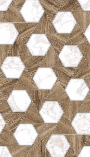 istock Geometric decor.Wood and marble Pattern Texture Used For Interior Exterior Ceramic Wall Tiles And Floor Tiles. 2150123959
