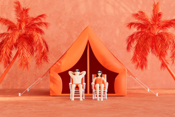 istock Camping tent summer camping beach holiday background 2150124026