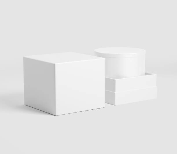 istock White Square Box, Light Candle Box Mockup with wax candle in packaging, 3d Rendered isolated on light background 2150126735