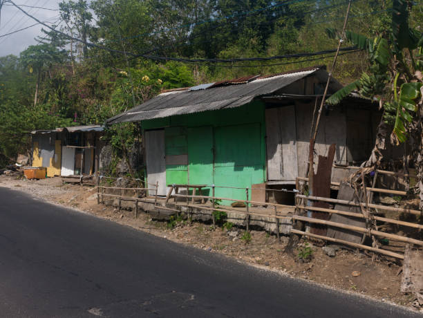 istock Shacks and empty street in Bali 2150127261