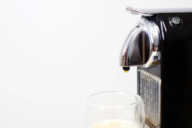 close-up capsule coffee machine.  natural coffee at home