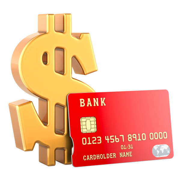 Credit bank card with dollar symbol, 3D rendering isolated on white background