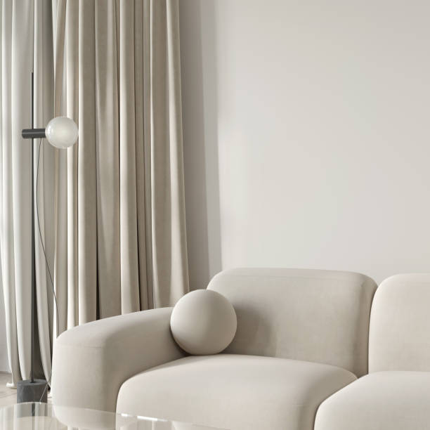 istock Home interior background, modern living room, blank wall, 3D render 2150130523