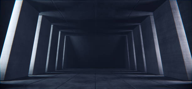 istock Futuristic concrete tunnel, hallway, brutal architecture background 2150132249