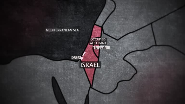 4K Resolution Israel - Gaza - West Bank Map