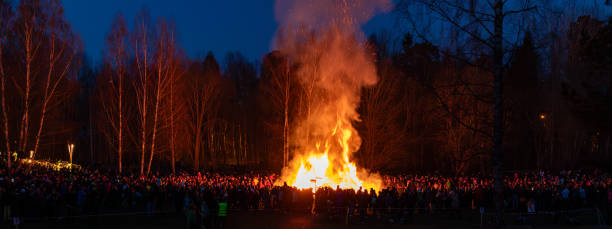 istock Walpurgis Night celebration in Sweden with huge bonfire 2150135298