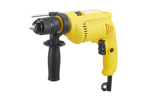 Yellow Drill Over White Background