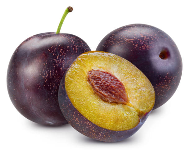 istock Plum isolated on the white background 2150142299