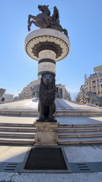 Multiple Videos Of Macedonia Square During The Day In Skopje