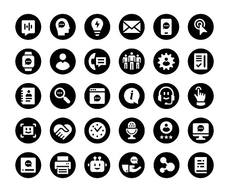 Black & White Minimal Icon Set for Contact & Information